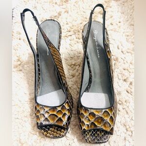 Diego di Lucca NEW Women's Snakeskin Print Brown Pump Heel Peep-Toe Sandals 11